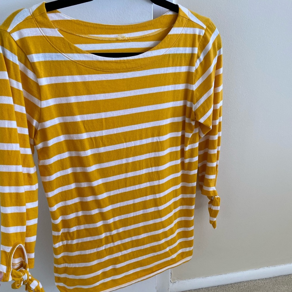 Tie sleeve striped shirt -XS